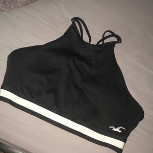 Black hollister halter top sport bra